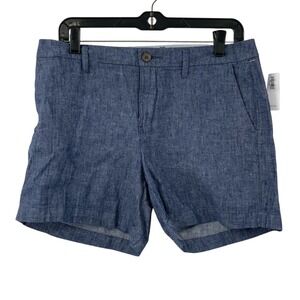 NWT Old Navy Women's Everyday Short Linen Blend Chambray Blue High Rise Size‎ 8